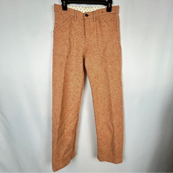 Massimo Alba Tan Orange Stripe Tweed Knit Straight Leg Pants Size EU 40 - Picture 1 of 13